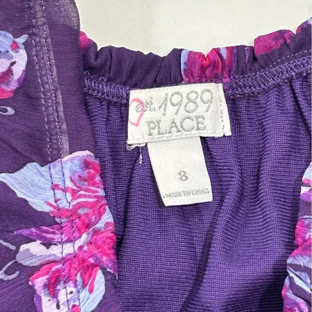 The Children’s Place | Purple Pink Girls Sheer BUTTERFLY Summer Dress Size 8